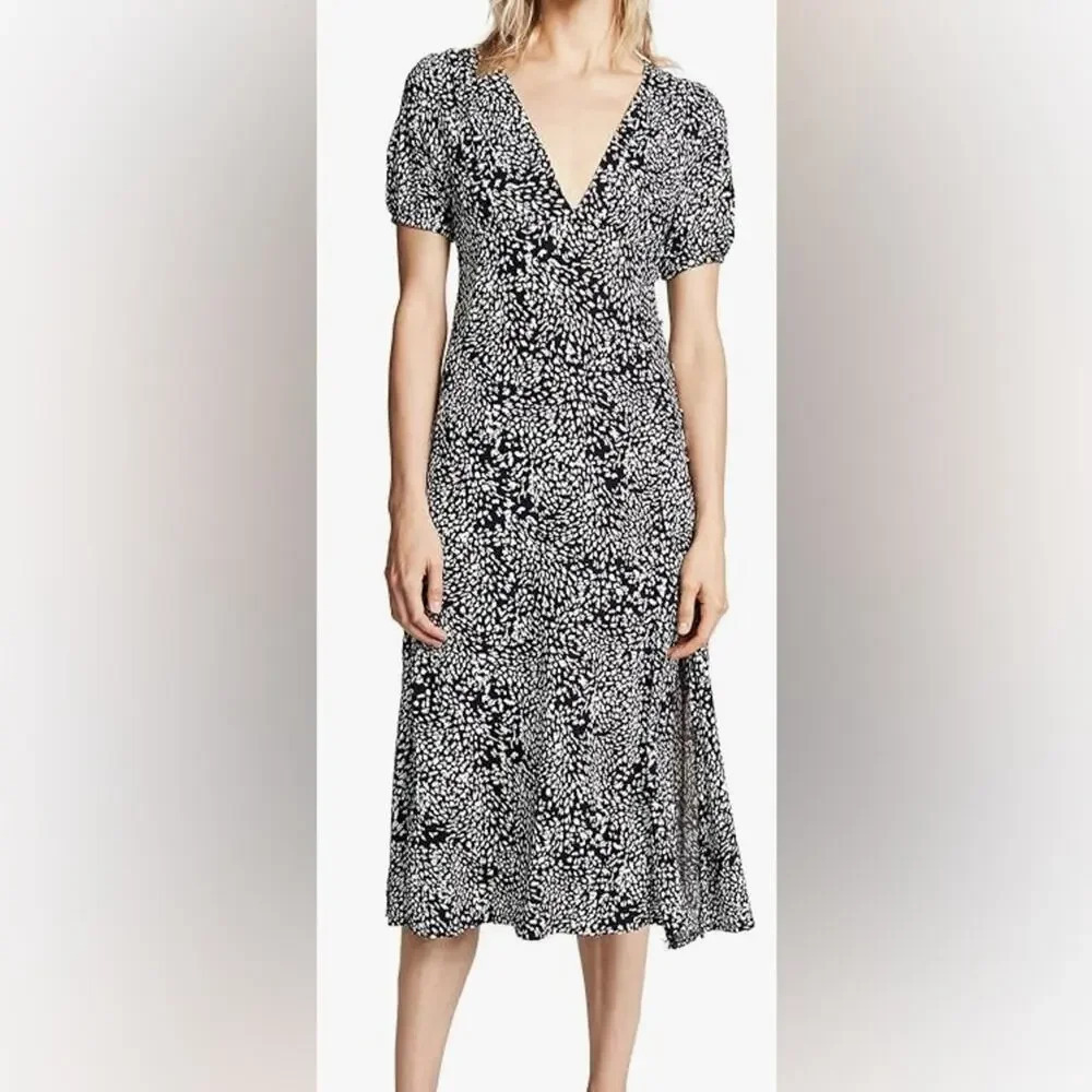 Free People Looking For Love Midi Dress Black & White Size 8